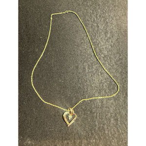 CI 10K YELLOW GOLD CHANNEL SET DIAMOND HEART PENDANT 13 diamonds with rope chain
